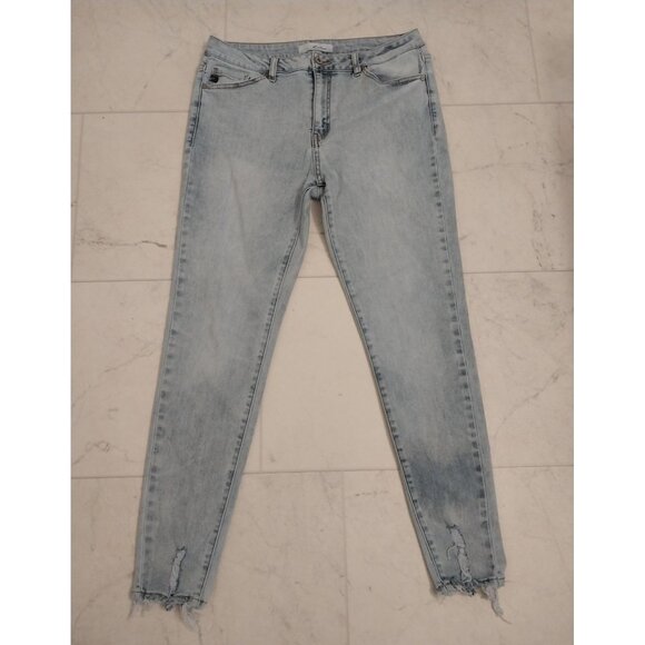 KanCan Estilo Light Wash Distressed Hem Skinny Jeans 15/31 - Picture 1 of 13